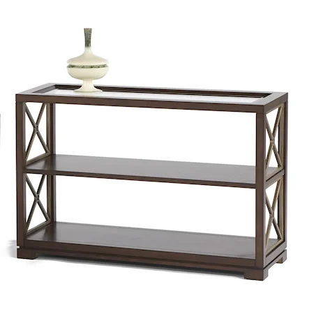 Three Shelf Sofa Table with Metal Accents